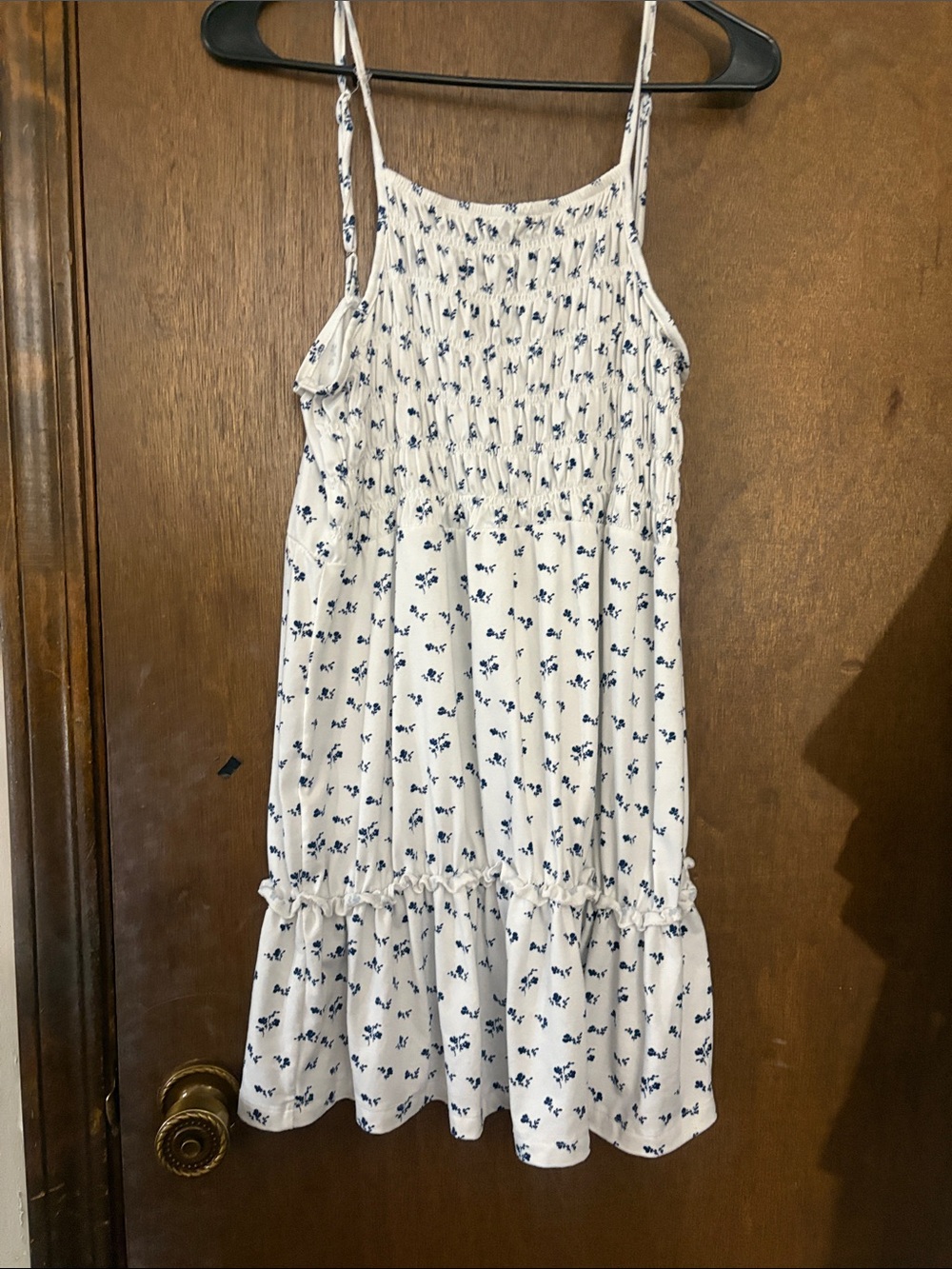 White Floral Smocked Sundress with Ruffle Hem